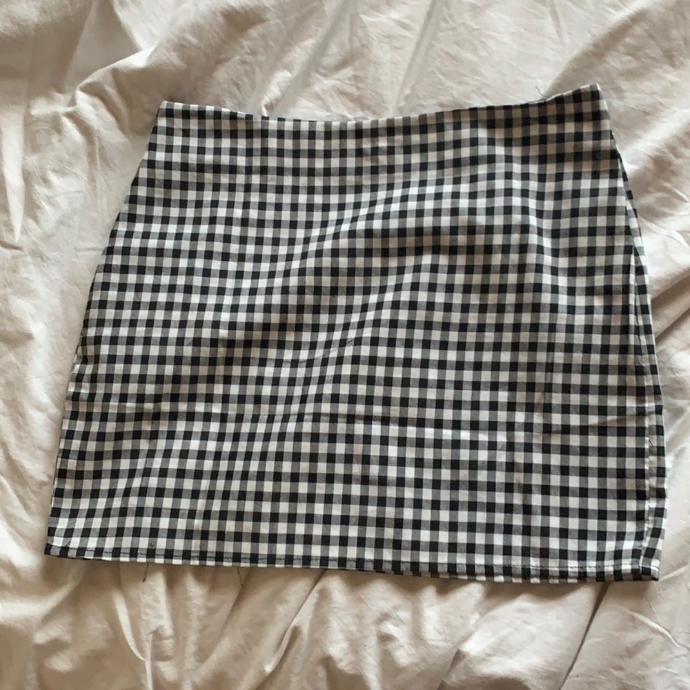Black and white checkered skirt